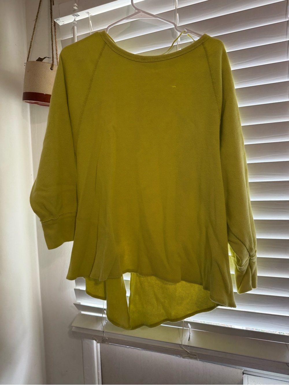 We The Free Waffle Knit Pullover in Chartreuse Yellow-Green